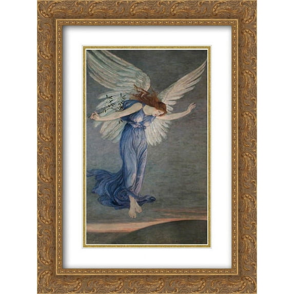 Walter Crane 2x Matted 18x24 Gold Ornate Framed Art Print 'The Angel of Peace '