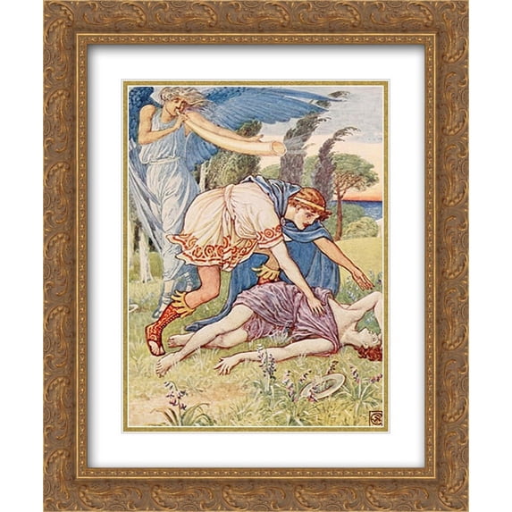Walter Crane 2x Matted 20x24 Gold Ornate Framed Art Print 'The wind - God sent a gust from the South'