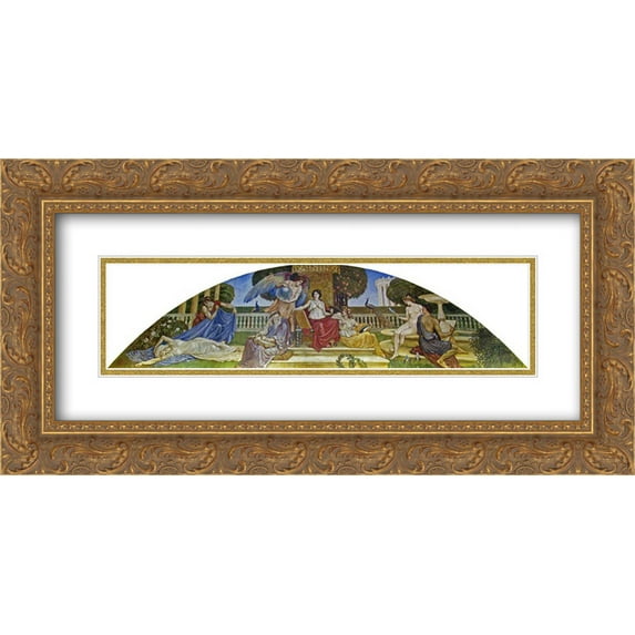Walter Crane 2x Matted 24x12 Gold Ornate Framed Art Print 'Painting'
