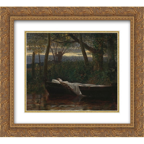 Walter Crane 2x Matted 24x20 Gold Ornate Framed Art Print 'The Lady of Shalott '