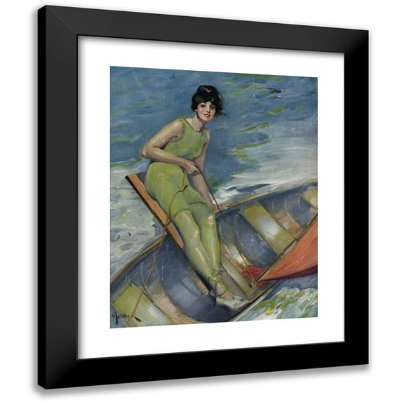 Walter Dean Goldbeck 15x18 Black Modern Framed Museum Art Print Titled - Watchful Weighting (1914)