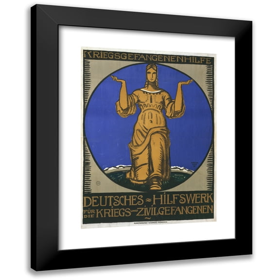 Walter Ditz 11x14 Black Modern Framed Museum Art Print Titled - Prisoners of War. German Relief Organization for the Prisoners of War and Civil (1919)