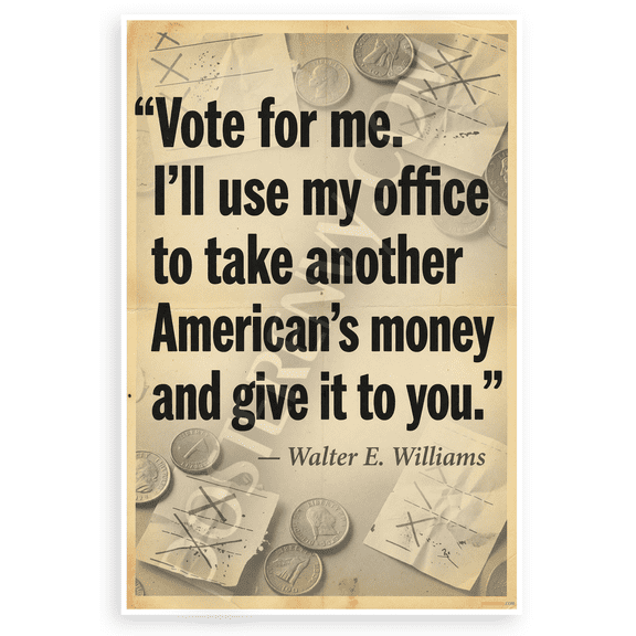 Walter E. Williams "Vote for Me I'll Take Another American's Money" Political 12x18 US Made Poster