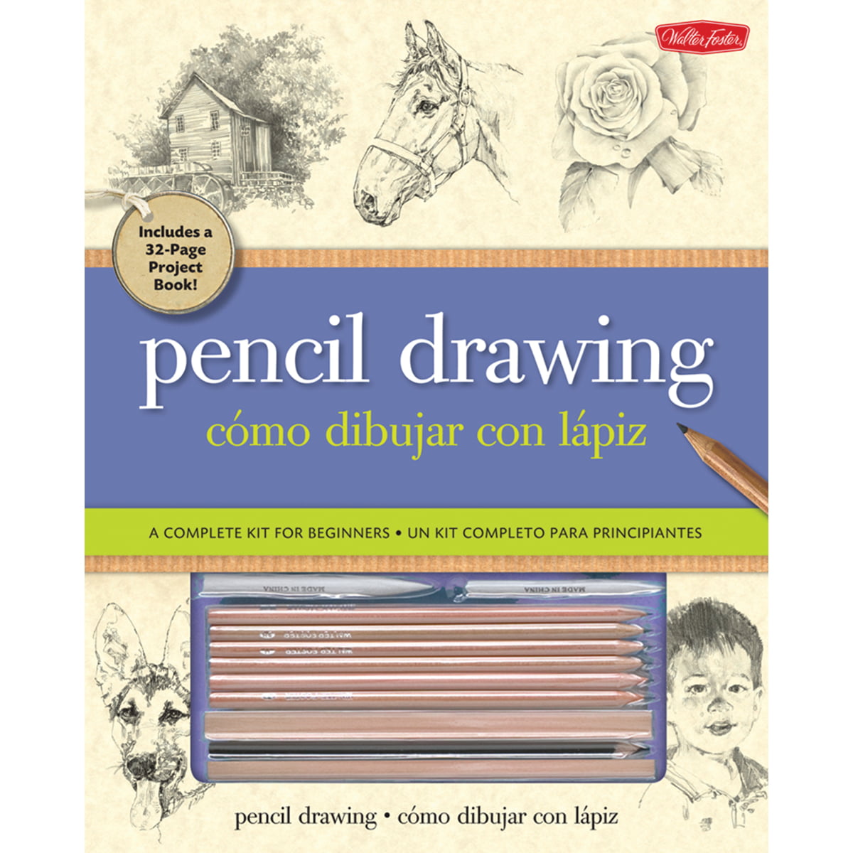 Walter Foster A Complete Pencil Drawing Kit for Beginners w/ Project Book  NEW
