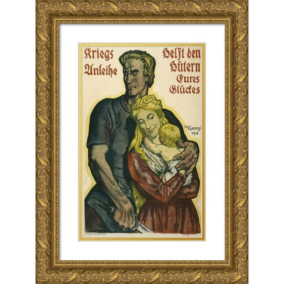 Walter Georgi 13x18 Gold Ornate Wood Frame and Double Matted Museum Art Print Titled - War Bond, Help the Keepers of Your Luck (1918)