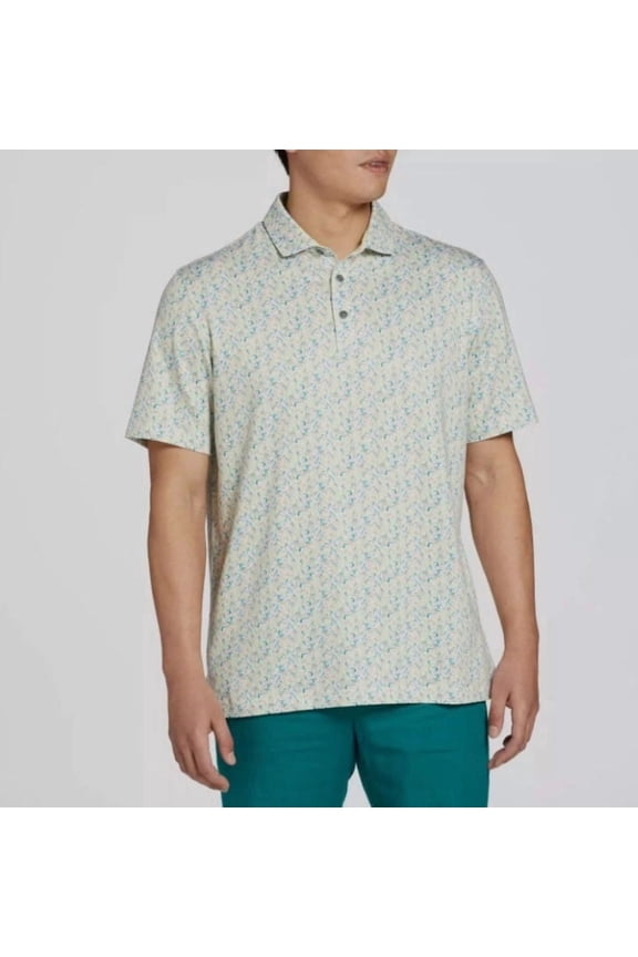Men's Clubhouse Fresco Ditsy Print Golf Polo Lemon Sorbet Size S