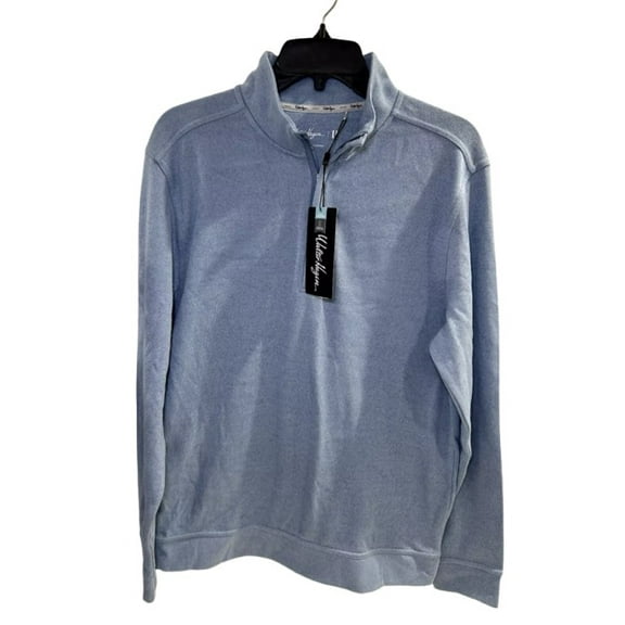 Walter Hagen Men's Small P11 midweight 1/4 Zip Daybreak Blue HTR Golf Pullover
