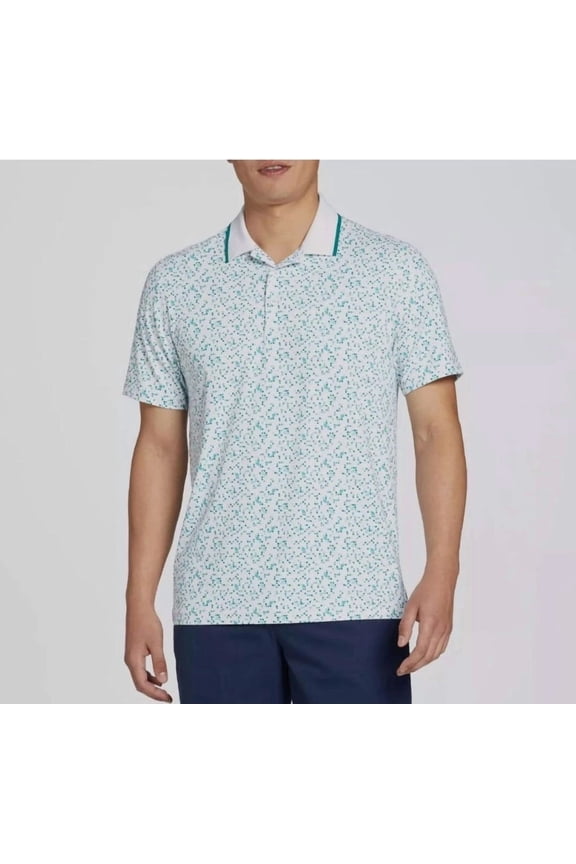 Perfect 11 Mens Disco Geo Print Golf Polo Sirt Size S