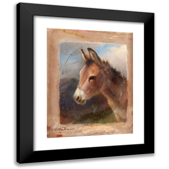 Walter Hunt 12x14 Black Modern Framed Museum Art Print Titled - Head Study of a Donkey