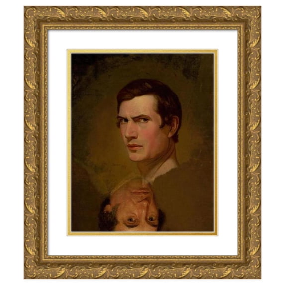 Walter Libbey 20x24 Gold Ornate Framed and Double Matted Museum Art Print Titled - Double Self-Portrait at Different Ages (1847)