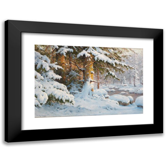 Walter Moras 14x11 Black Modern Framed Museum Art Print Titled - Winter Im Wald