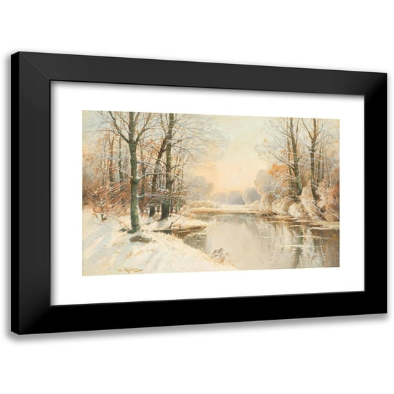 Walter Moras 14x11 Black Modern Framed Museum Art Print Titled - Winter at Spreewald