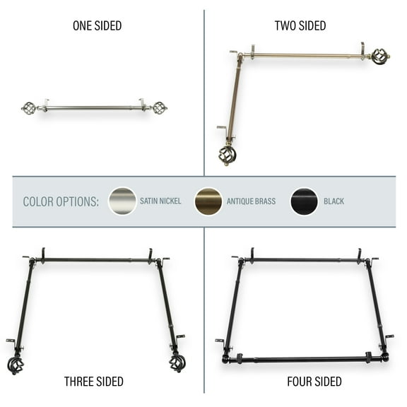 Walter Multi Angle Ceiling Rod/ Room Divider/ Bedroom Canopy Adjustable 120-170 inch - One Sided - Antique Brass