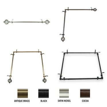 Walter Multi Angle Ceiling Rod/ Room Divider/ Bedroom Canopy Adjustable 28-48 inch - Three Sided - Antique Brass