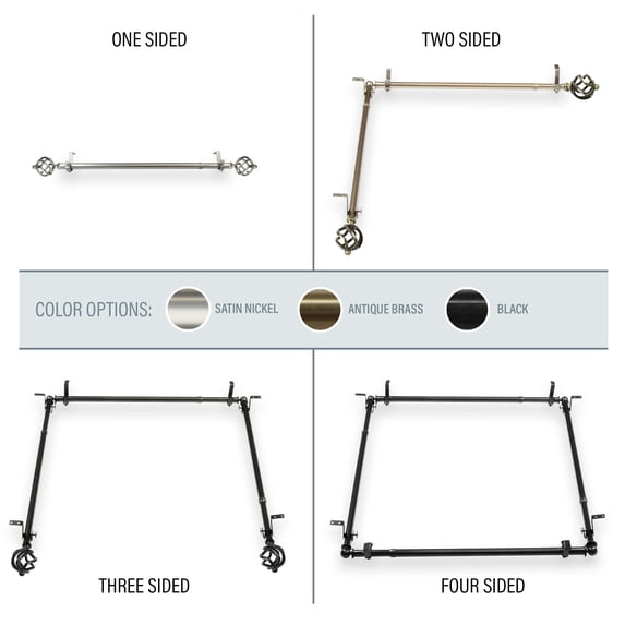 Walter Multi Angle Ceiling Rod/ Room Divider/ Bedroom Canopy Adjustable 48-84 inch - Four Sided - Satin Nickel