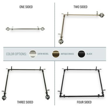 Walter Multi Angle Ceiling Rod/ Room Divider/ Bedroom Canopy Adjustable 66-120 inch - One Sided - Antique Brass
