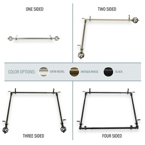 Walter Multi Angle Ceiling Rod/ Room Divider/ Bedroom Canopy Adjustable 66-120 inch - One Sided - Satin Nickel