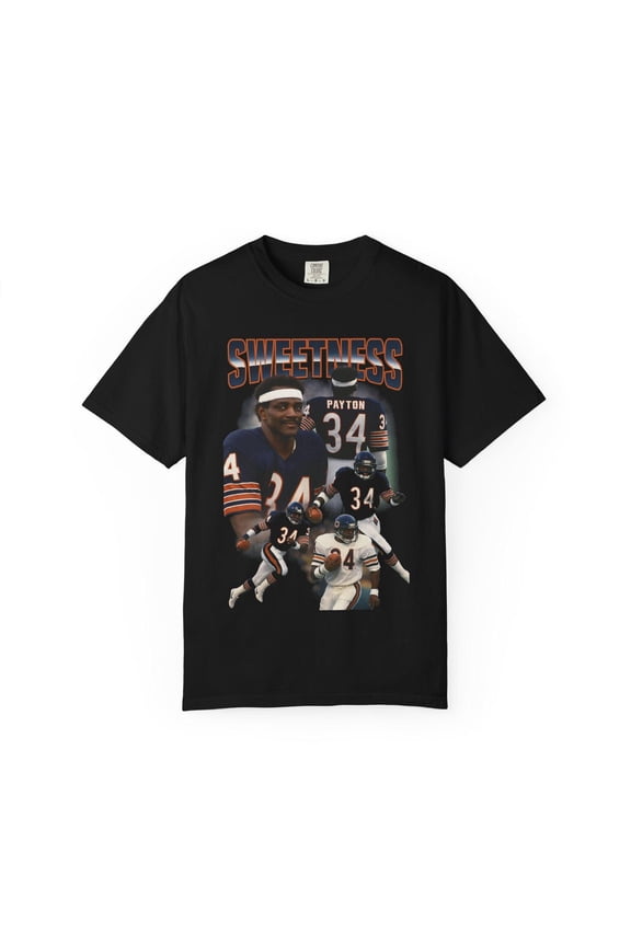 Walter Payton Bootleg Shirt Retro Football Tee,Black Color,Size L