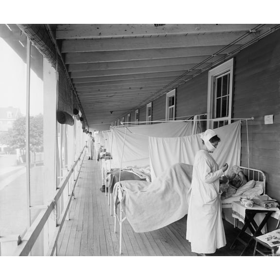 Walter Reed Hospital Flu Ward During The Spanish Flu Epidemic Of 1918-19 History (24 x 18)