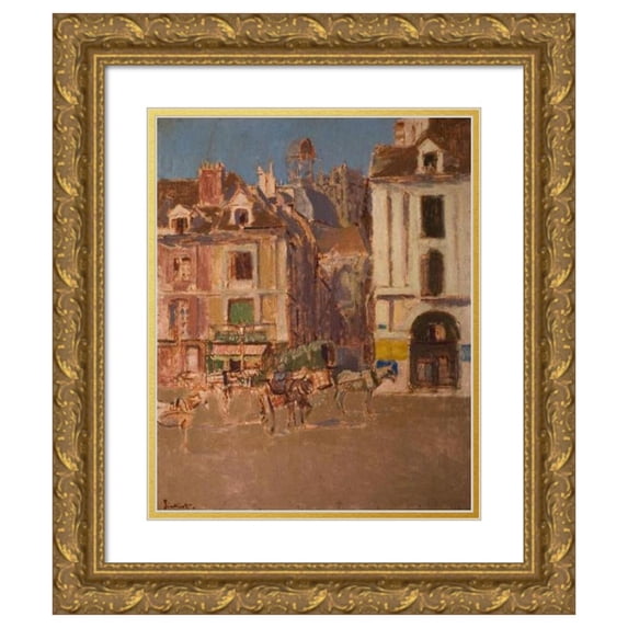 Walter Richard Sickert 12x14 Gold Ornate Wood Frame and Double Matted Museum Art Print Titled - Rue Notre Dame and the Quai Duquesne (1902)