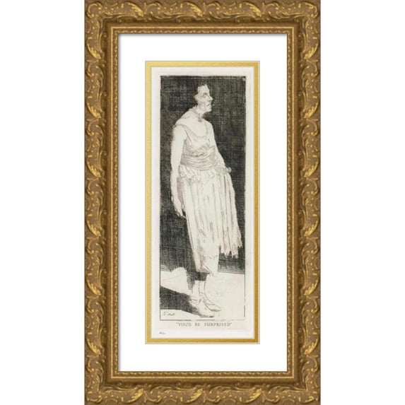 Walter Richard Sickert 9x18 Gold Ornate Wood Frame and Double Matted Museum Art Print Titled - You’D Be Surprised (1928-1929)