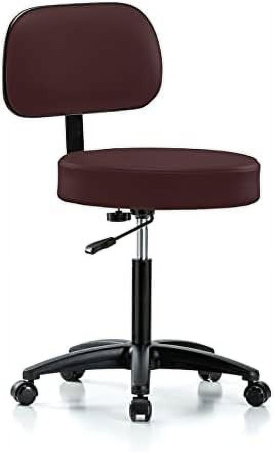 Walter Rolling Height Adjustable Exam Stool with Back for Carpet or