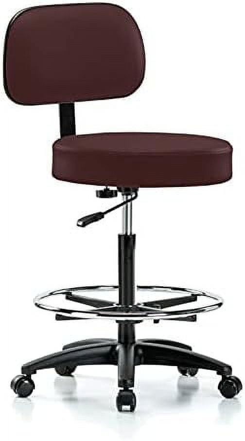 Walter Rolling Height Adjustable Exam Stool with Back for Carpet or