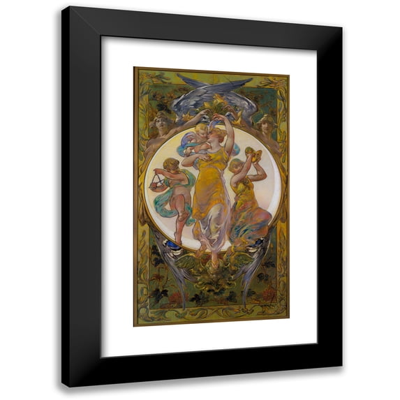 Walter Shirlaw 10x14 Black Modern Framed Museum Art Print Titled - Easter Greetings (ca. 1895)