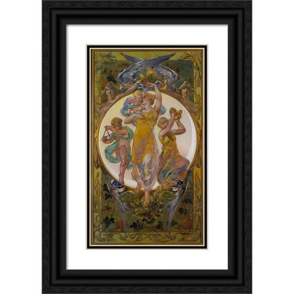 Walter Shirlaw 16x24 Black Ornate Framed Double Matted Museum Art Print Titled: Easter Greetings (ca. 1895)