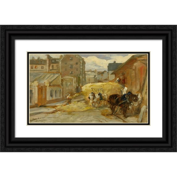 Walter Shirlaw 24x16 Black Ornate Framed Double Matted Museum Art Print Titled: The Hay Cart