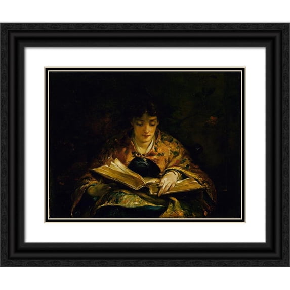 Walter Shirlaw 24x19 Black Ornate Framed Double Matted Museum Art Print Titled: Among the Old Poets