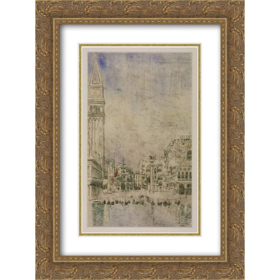 Walter Sickert 2x Matted 20x24 Gold Ornate Framed Art Print 'The Piazzetta and the Old Campanile, Venice'