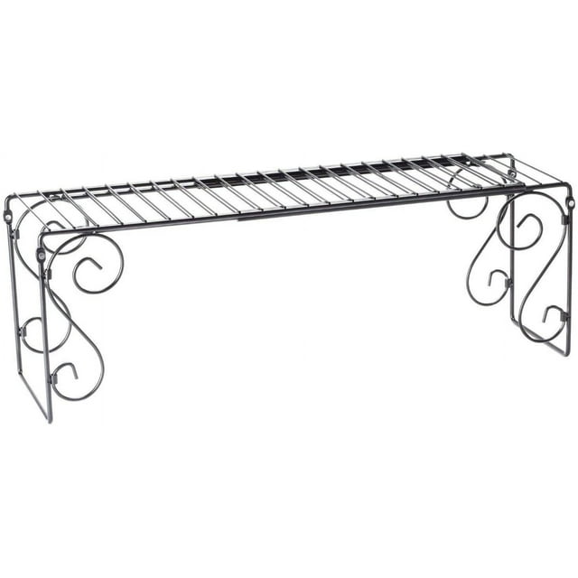 WalterDrake Expandable Black Metal OvertheSink Shelf with Scroll