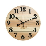 Waltham Real Wood Wall Clock, 12” Analog Clock, Battery Operated, Natural Finish - 100% Real Wood!