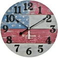 thumbnail image 1 of Waltham Real Wood Wall Clock, 12 inch, Battery Operated, American Flag Design - Made from Real Wood – not Particle Board or MDF- 100% Real Wood!, 1 of 7