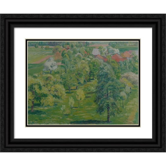 Walther Gamerith 24x19 Black Ornate Framed Double Matted Museum Art Print Titled: Spring Am Attersee (1946)