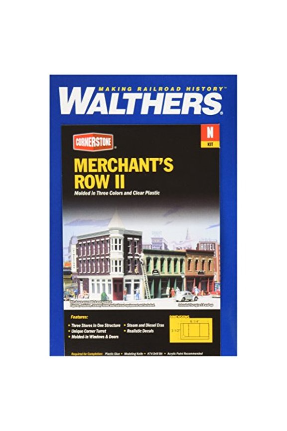N Scale Model Merchant's Row Ii Kit, 6-1/4 x 3-1/2" 15.9 x 8.9cm