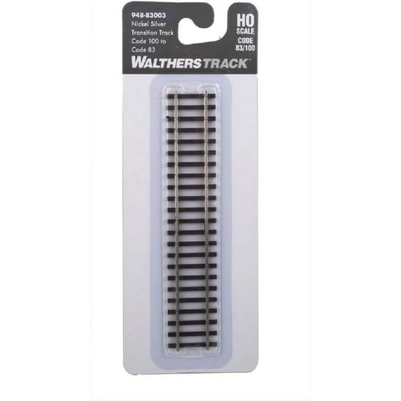 Walthers HO Scale Code 83 to Code 100 Nickel Silver Transition Track/Wood Ties