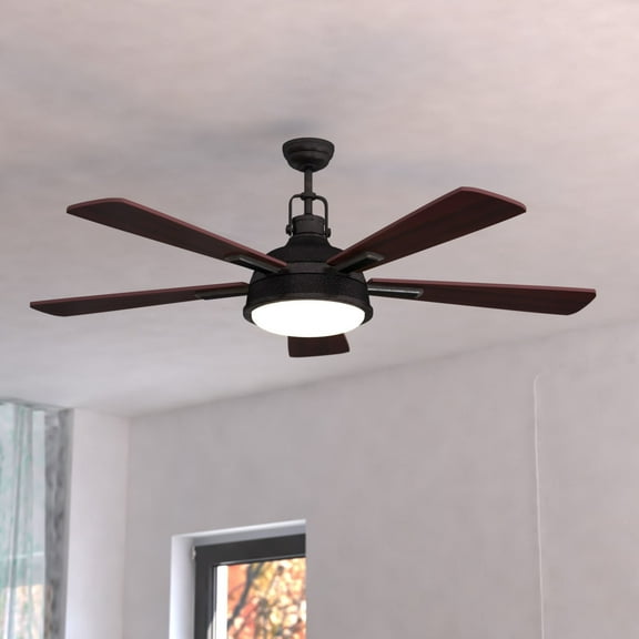 Walton 52 In. Bronze Industrial Loft Ceiling Fan with LED Light Kit and Remote
