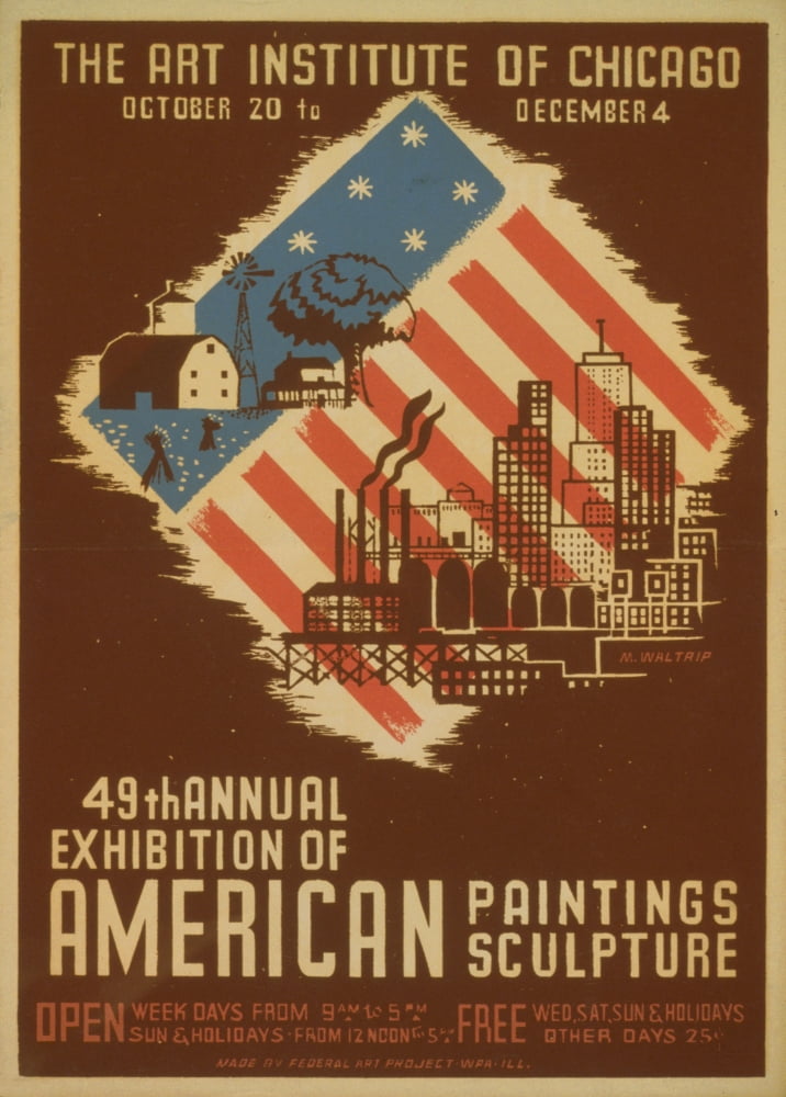 Waltrip Mildred WPA Poster c1937 49th annual exhibition of American paintings Canvas Art - (24 x 36)