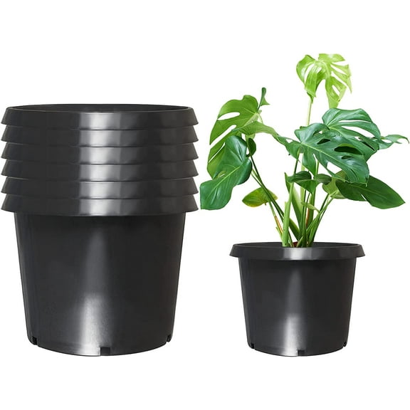 Waltyotur 5-Pack 20 Gallon Round Premium Nursery Pot Plant Flower Seedling Container Garden Planter Pots for Indoor Outdoor Plants Flower Vegetables Black (20 Gallon)