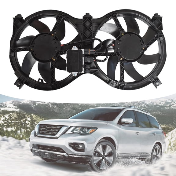 Waltyotur Dual Radiator Cooling Fan w/Control Module Assembly Replacement for 2013 JX35 2013-2019 Pathfinder 2014-2019 QX60 NI3115149 214813JA2E