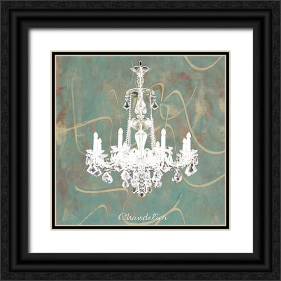 Waltz, Anne 15x15 Black Ornate Wood Framed with Double Matting Museum Art Print Titled - Chandelier aqua