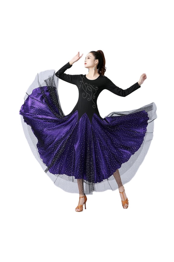 Waltz Dress Long Sleeve Ballroom Standard Competition Dance Dress Waltz Line Dance Clothing