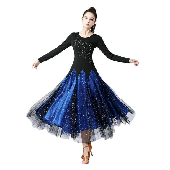 Waltz Dress Long Sleeve Ballroom Standard Competition Dance Dress Waltz Line Dance Clothing