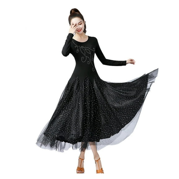 Waltz Dress Long Sleeve Ballroom Standard Competition Dance Dress Waltz Line Dance Clothing