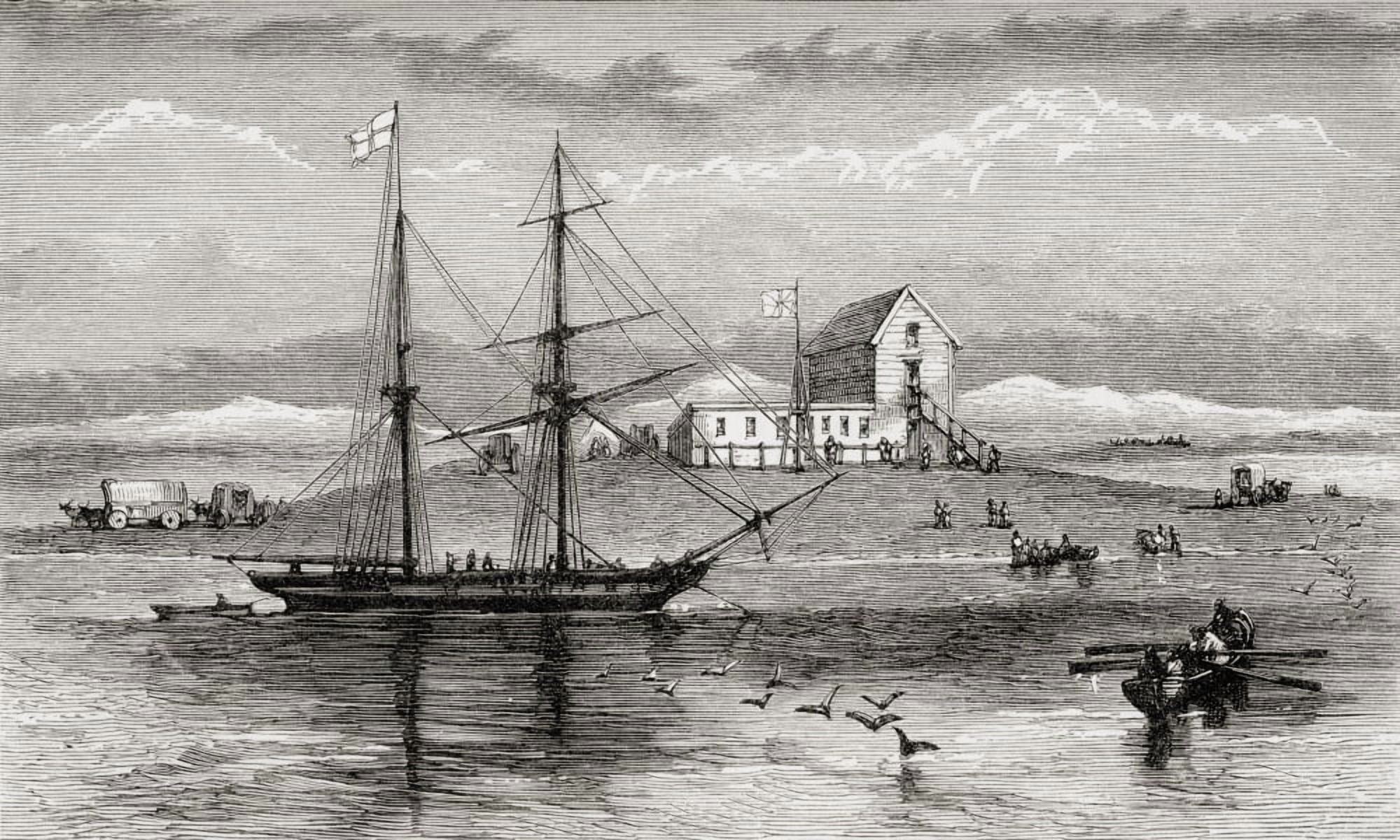 Walvis Bay Namibia South Africa In The 19Th Century From Africa By Keith Johnston Published 1884 Canvas Art - Ken Welsh Design Pics (38 x 22)