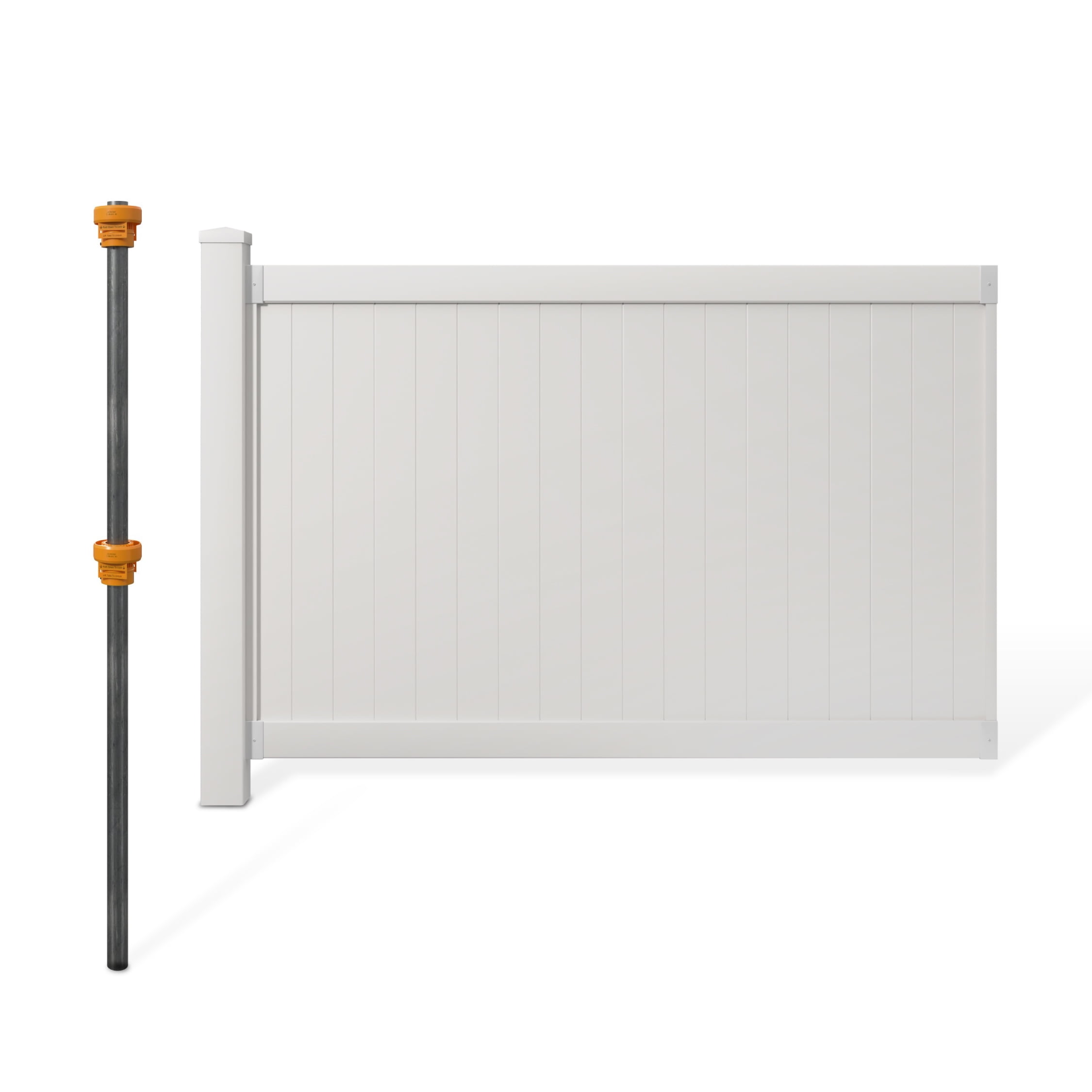 4ft x 6ft White Vinyl Privacy Fence with Steel Pipe Anchor