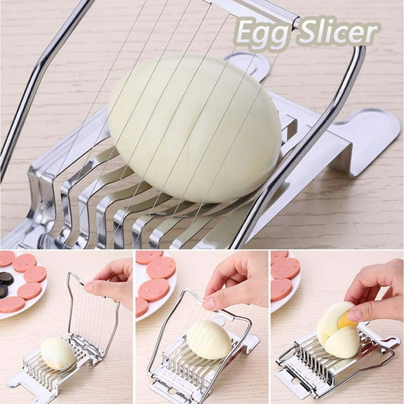 Infidev Egg Slicer for Hard Boiled Eggs, Heavy Duty Egg Cutter with Stainless Steel Wire, Multipurpose Egg Dicer Chopper for Hard Boiled Eggs, Strawberry and Soft Fruit !