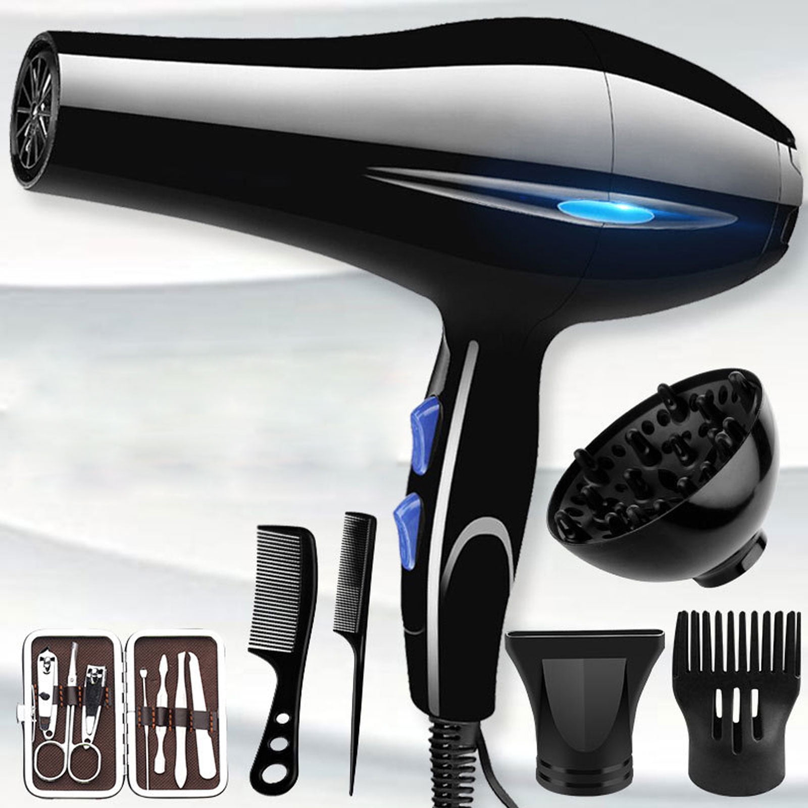 Hair Dryer, Blown Away Ionic Hair Dryer for Hair with Diffuser, Fast Drying Blow Dryer, Attachments for All Hair Types, Light and Quiet Travel Hairdryer